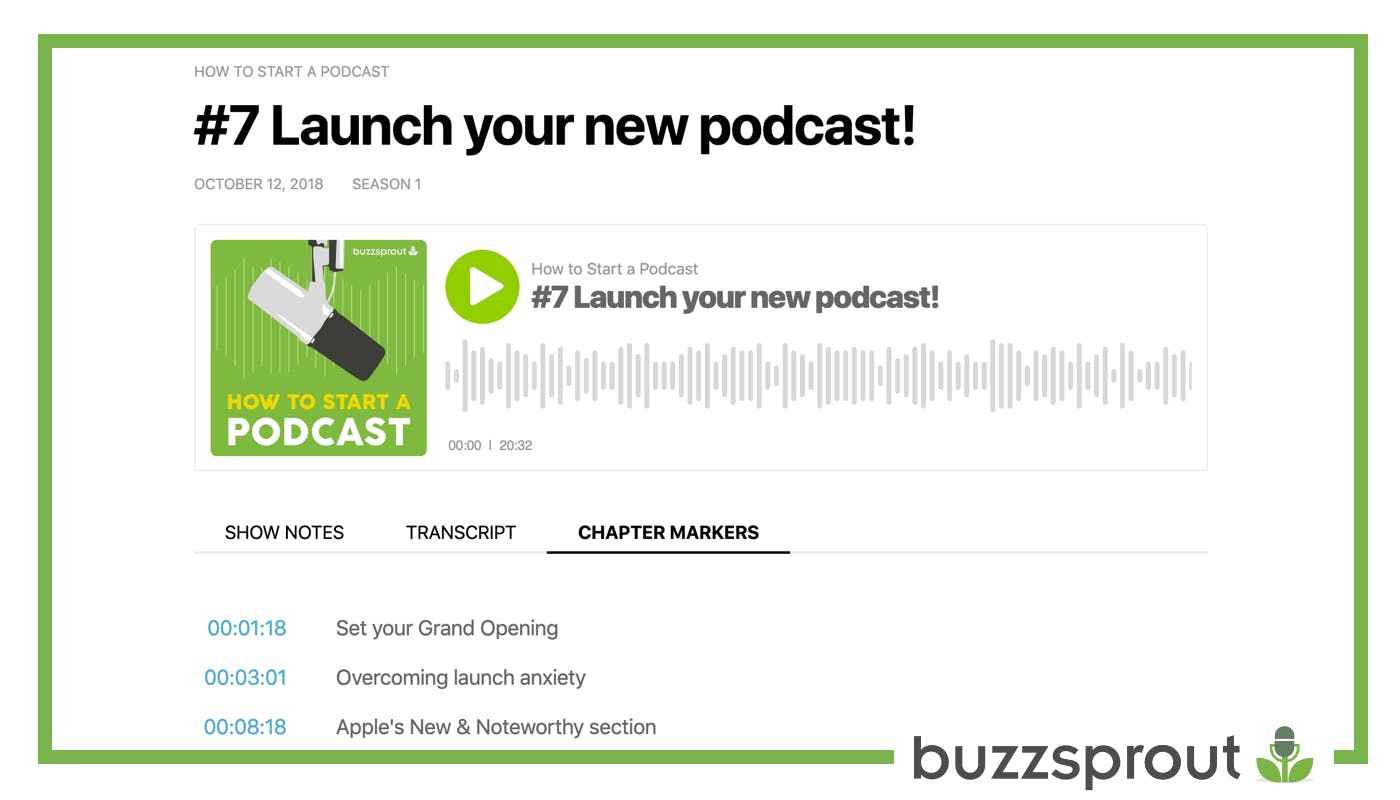 chapter markers on podcast website