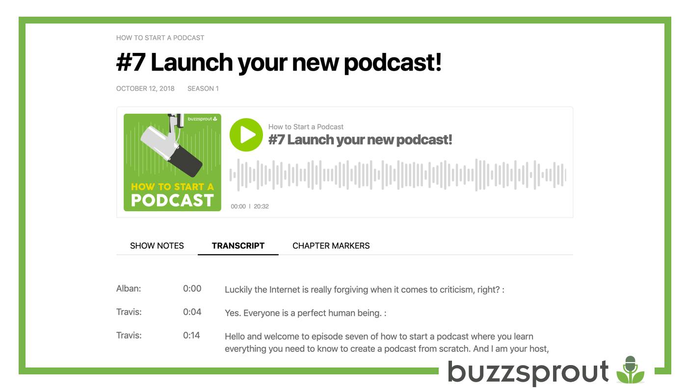 podcast transcriptions on website