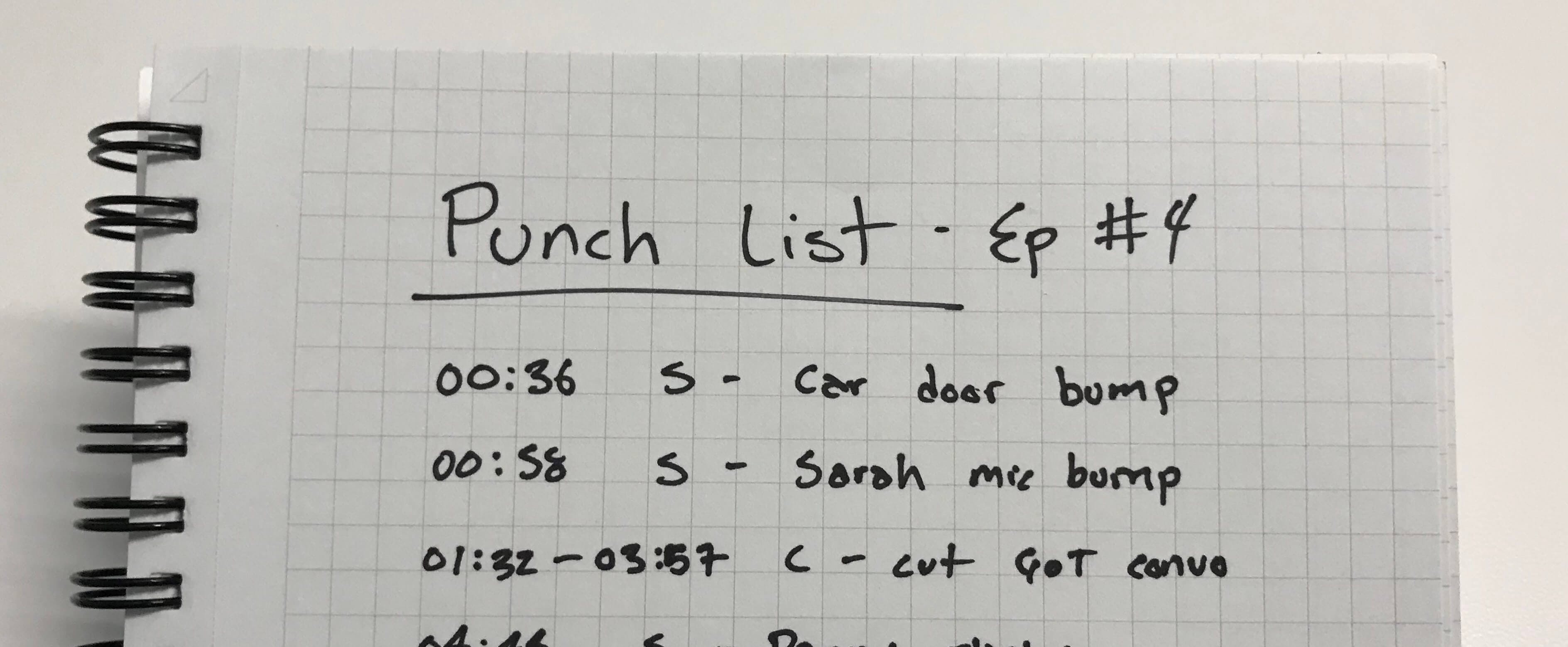 Podcast editing punch list