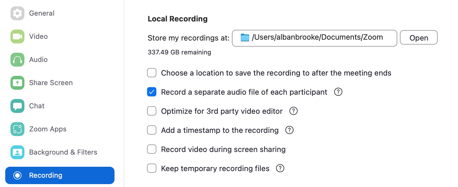 Recording separate audio files